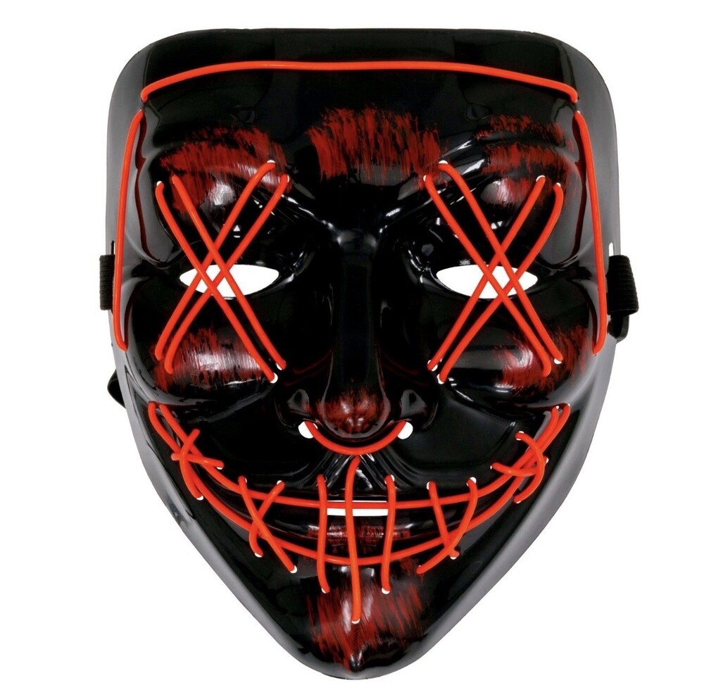 Wireless Neon LED Purge Mask Glow in Dark Cosplay Horror Halloween Party Costume